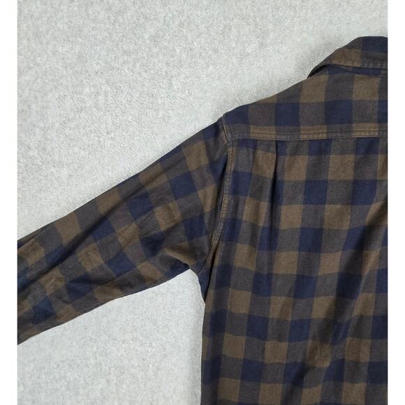 Bonobos Shirt Mens Size Medium Slim Fit Brown Navy Buffalo Plaid Flannel - Picture 8 of 16